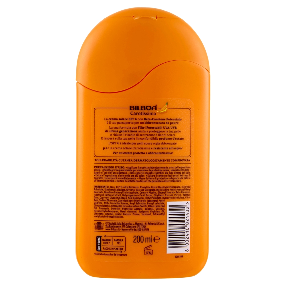 Bilboa Carotissima 6 Protezione Bassa con Beta-Carotene 200 ml